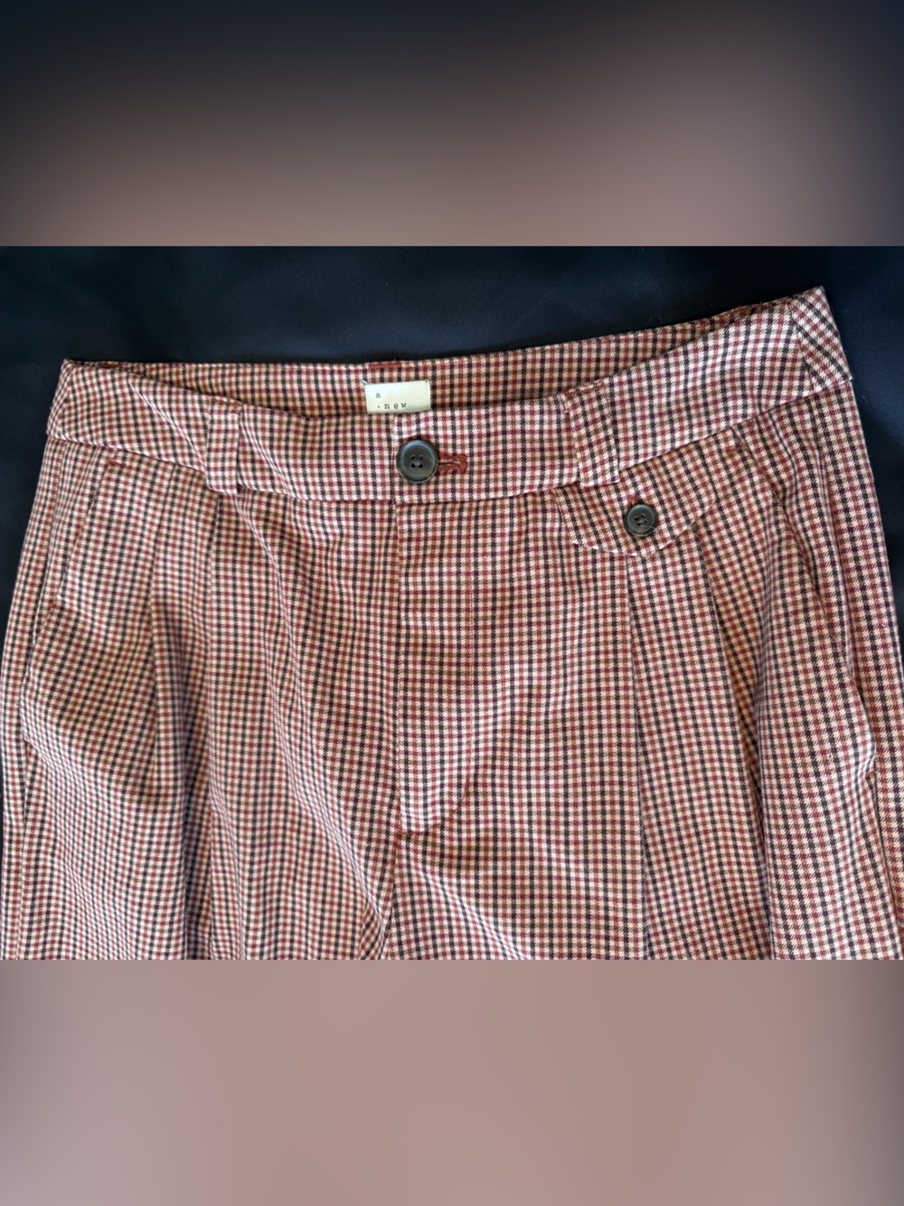 a new day Plaid Wide-Leg High-Waist Pants - Beige/Rust - Picture 6 of 9